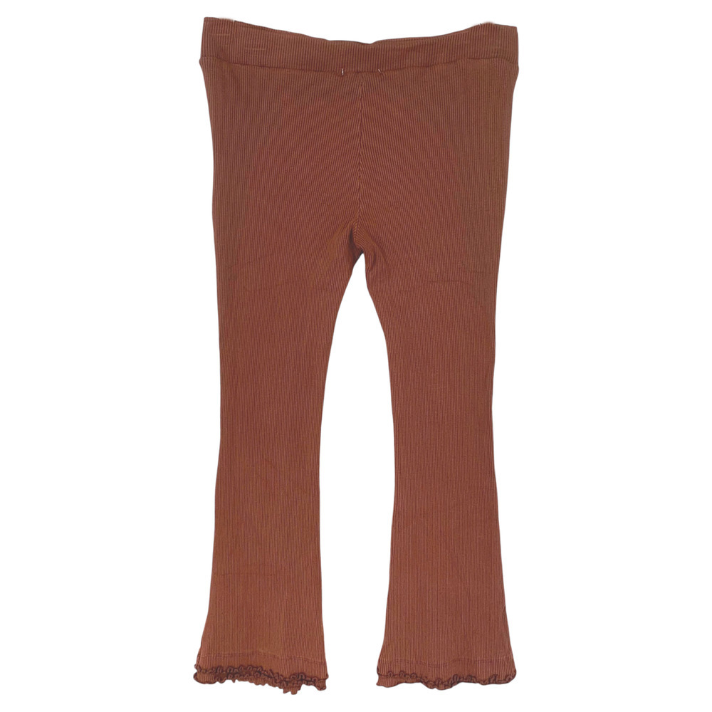 Free People Movement Ribbed Knit Cropped Flare Pants Lettuce Hem Low Rise Sz L - Picture 3 of 8